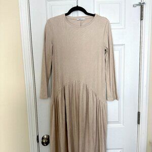 Zara Basic Beige Long Sleeve Maxi Dress – Size S